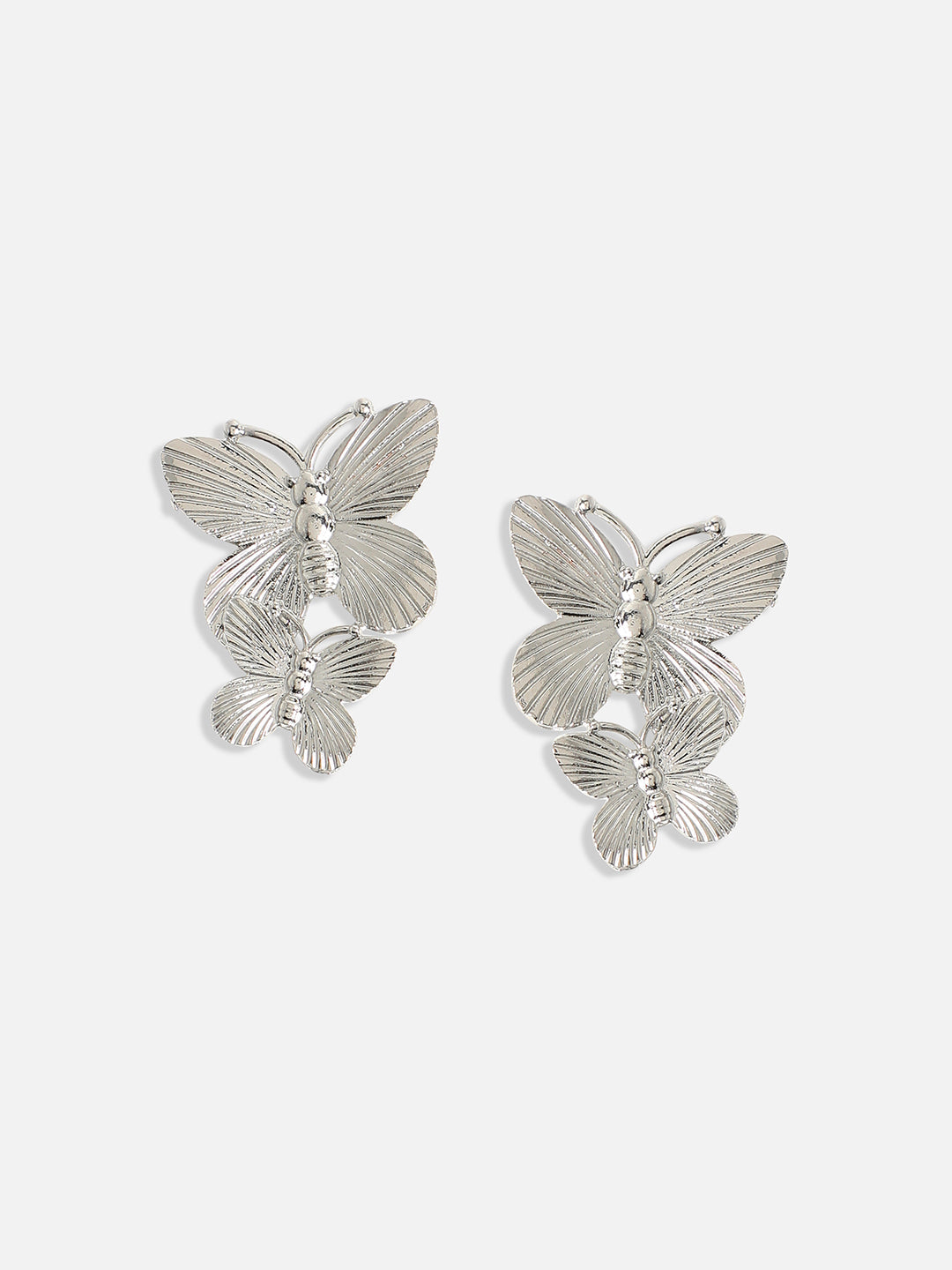 Silver-Plated Butterfly Shaped Drop Earrings