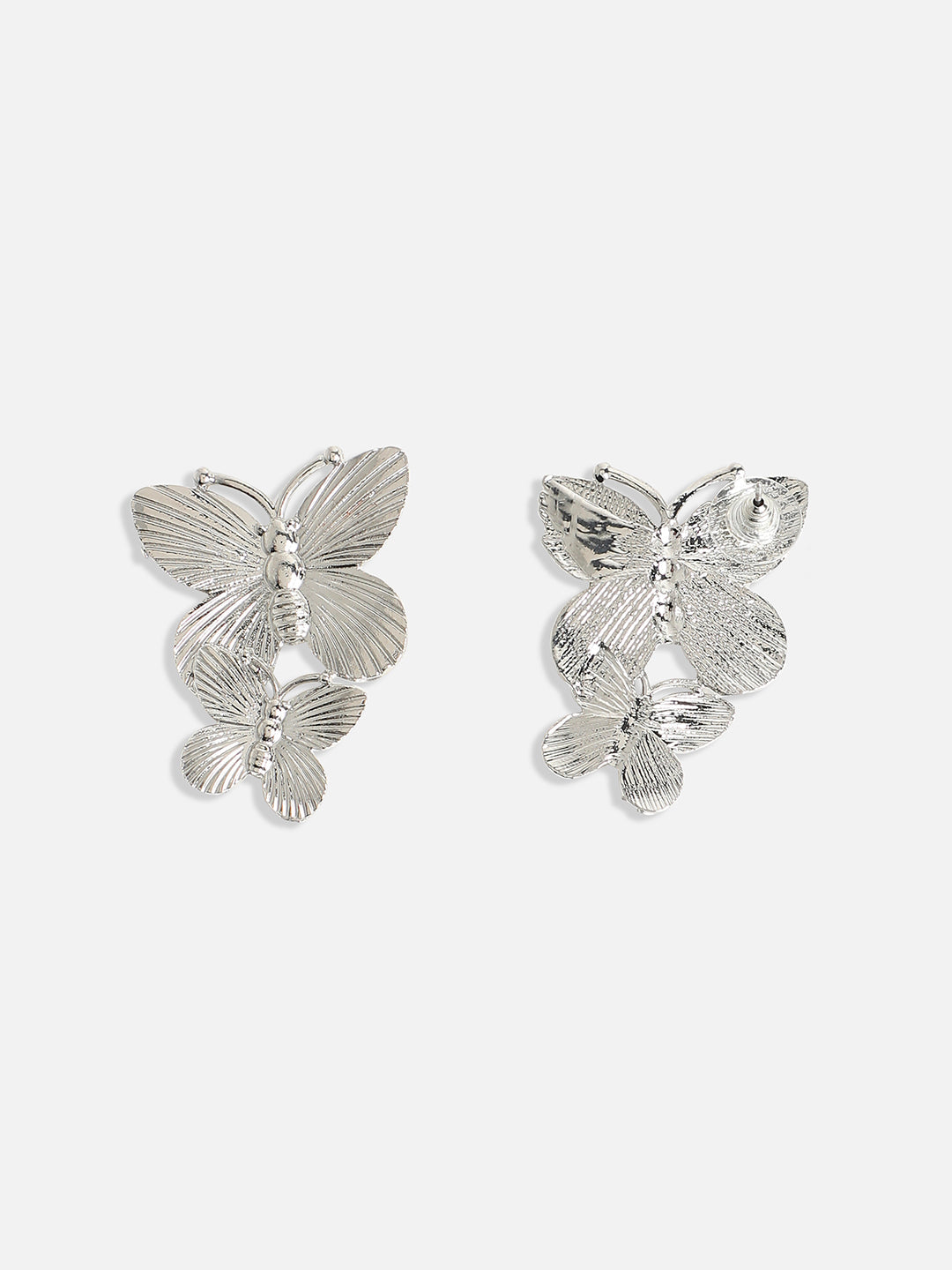 Silver-Plated Butterfly Shaped Drop Earrings