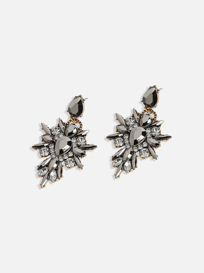 Gold-Plated Crystal-Studded Contemporary Drop Earrings