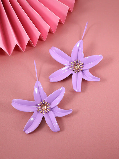 Gold Plated Stone Studded Floral Studs Earrings