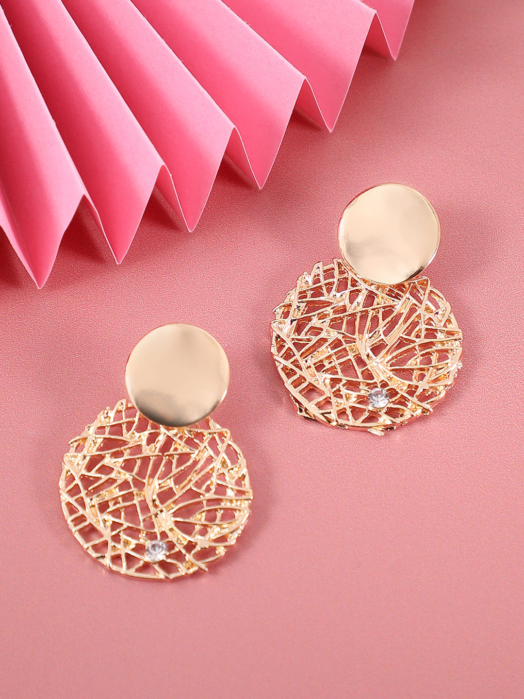 Gold-Plated Circular Drop Earrings