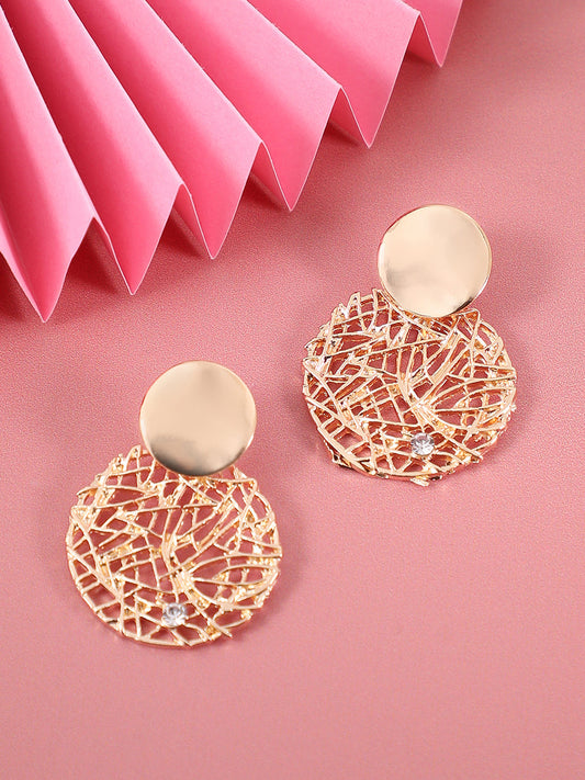 Gold-Plated Circular Drop Earrings