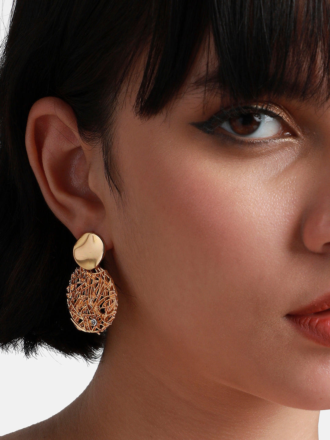 Gold-Plated Circular Drop Earrings