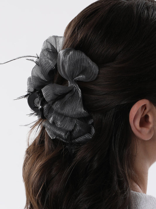 The Ruched Claw Clutch - Charcoal Grey-SOHIHC1001