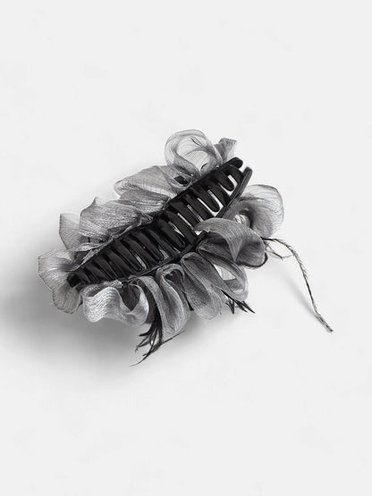 The Ruched Claw Clutch - Charcoal Grey-SOHIHC1001