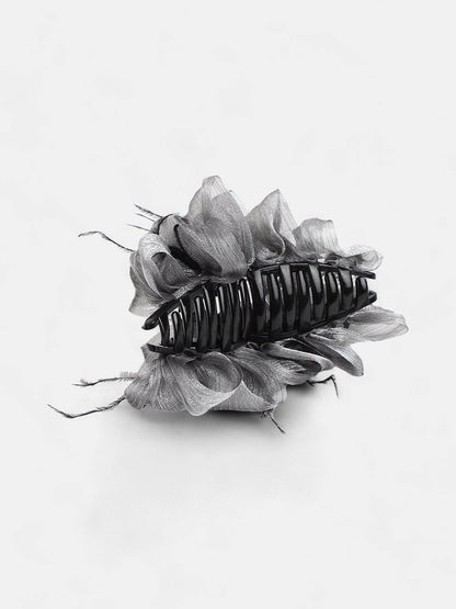 The Ruched Claw Clutch - Charcoal Grey-SOHIHC1001