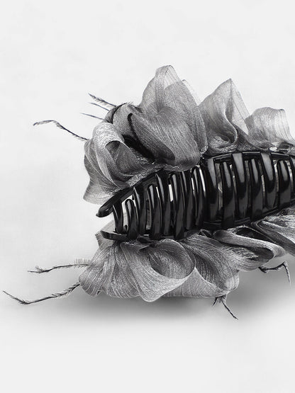 The Ruched Claw Clutch - Charcoal Grey-SOHIHC1001