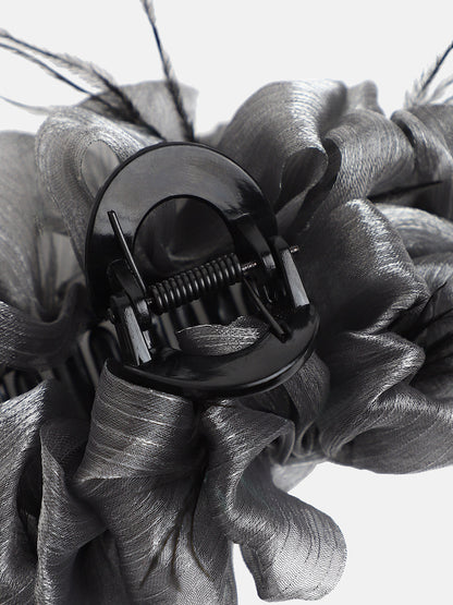 The Ruched Claw Clutch - Charcoal Grey-SOHIHC1001