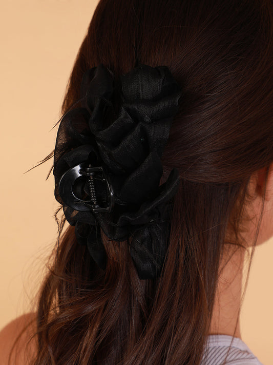 The Ruched Claw Clutch - Midnight Black-SOHIHC1002