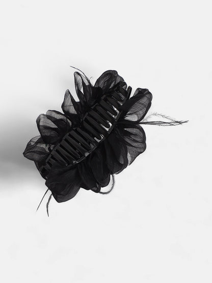 The Ruched Claw Clutch - Midnight Black-SOHIHC1002