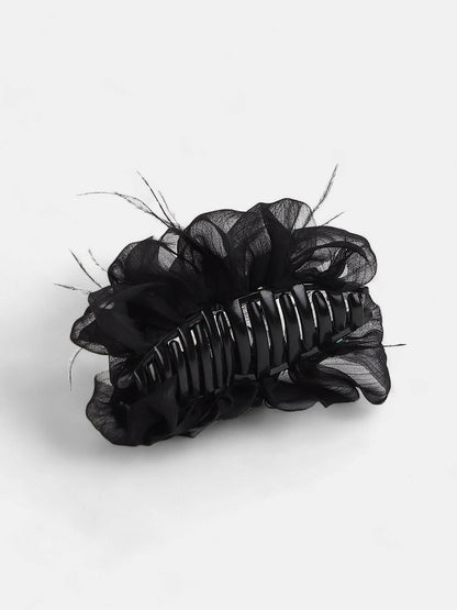 The Ruched Claw Clutch - Midnight Black-SOHIHC1002