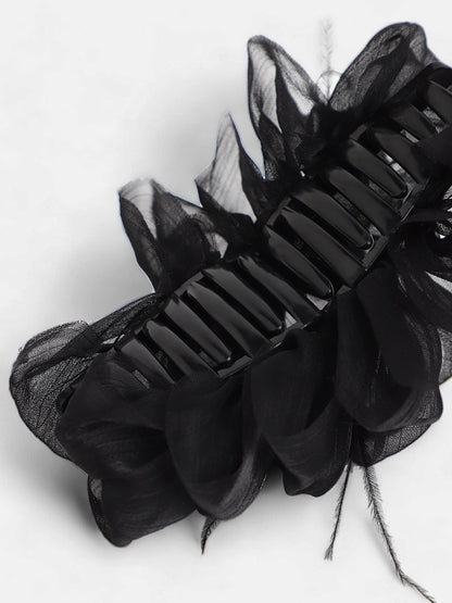 The Ruched Claw Clutch - Midnight Black-SOHIHC1002