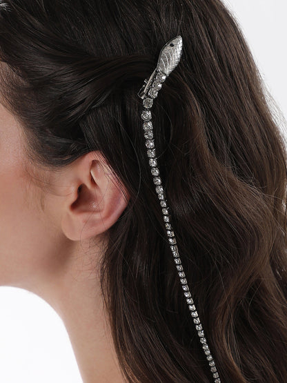 The Serpent Hair Clip - Metallic Silver-SOHIHC6135