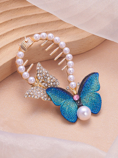 The Papillon Banana Clip - Azure Blue-SOHIHC6139