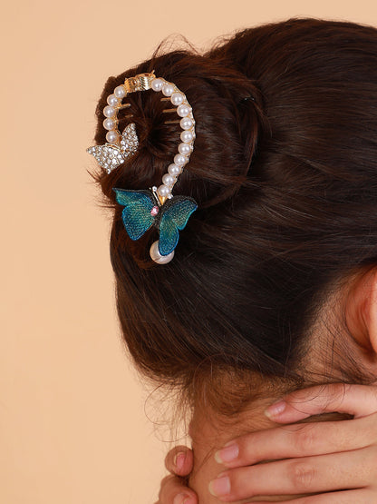 The Papillon Banana Clip - Azure Blue-SOHIHC6139
