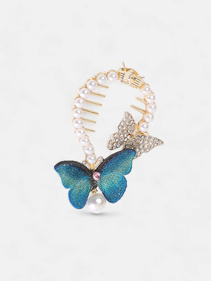 The Papillon Banana Clip - Azure Blue-SOHIHC6139