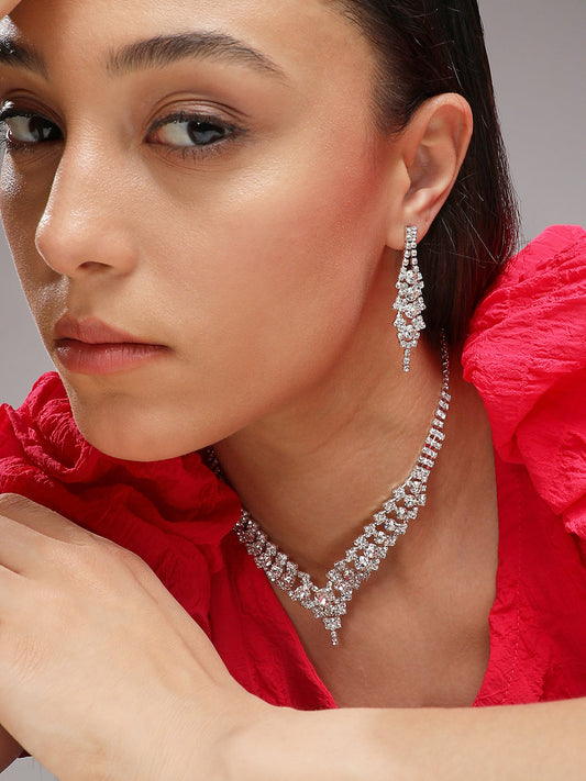 Silver-Plated Necklace and Earrings