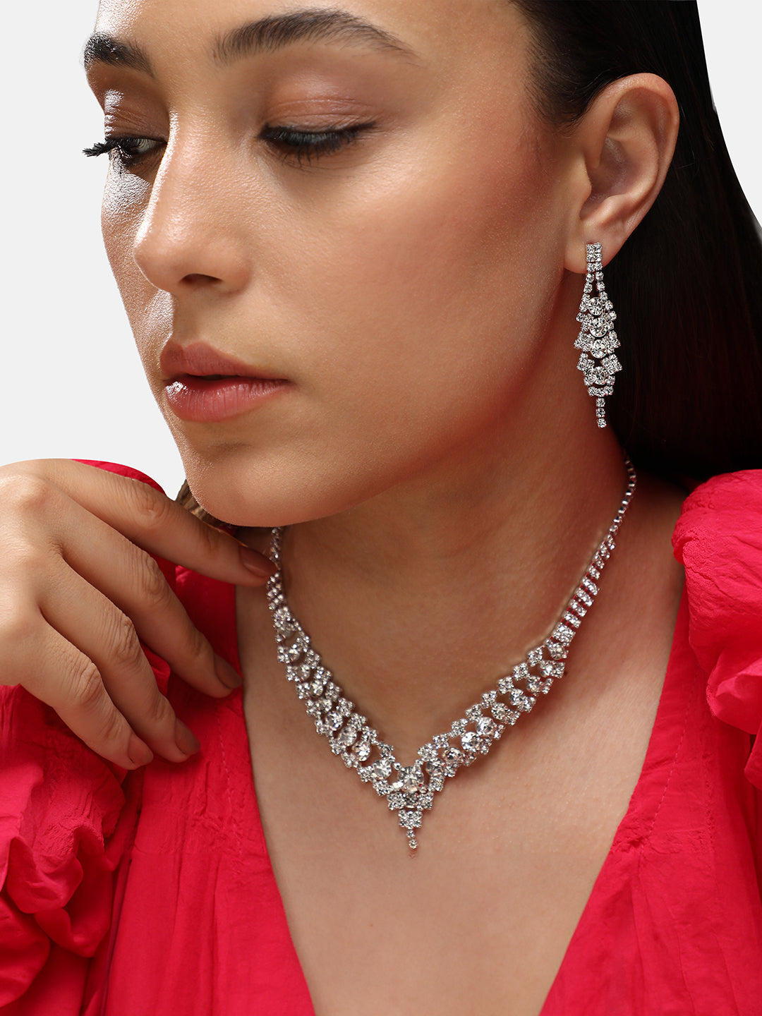 Silver-Plated Necklace and Earrings