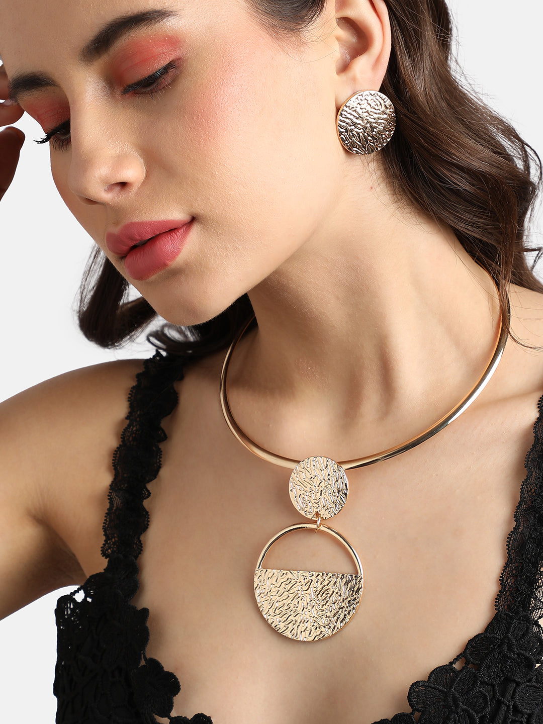 Gold-Plated Circular Jewellery Set