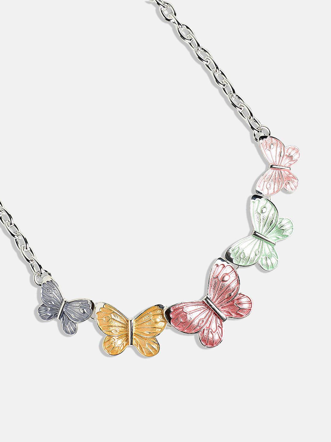 Silver-Plated Pastel Butterfly Jewellery Set