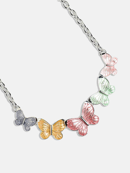 Silver-Plated Pastel Butterfly Jewellery Set