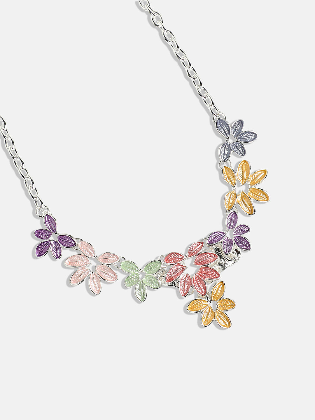 Silver-Plated Pastel Foliage Jewellery Set