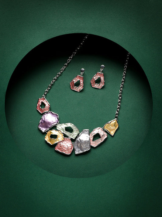 Silver-Plated Textured Jewellery Set