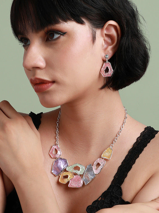 Silver-Plated Textured Jewellery Set