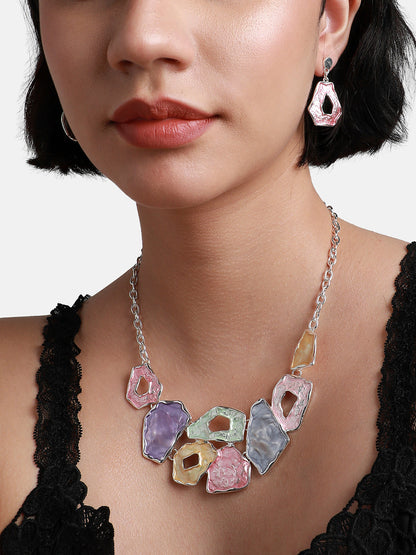 Silver-Plated Textured Jewellery Set
