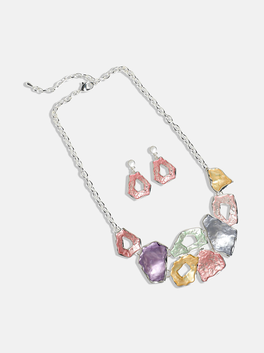 Silver-Plated Textured Jewellery Set