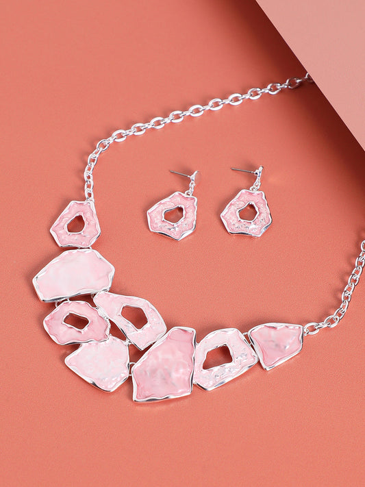 Silver-Plated Textured Jewellery Set