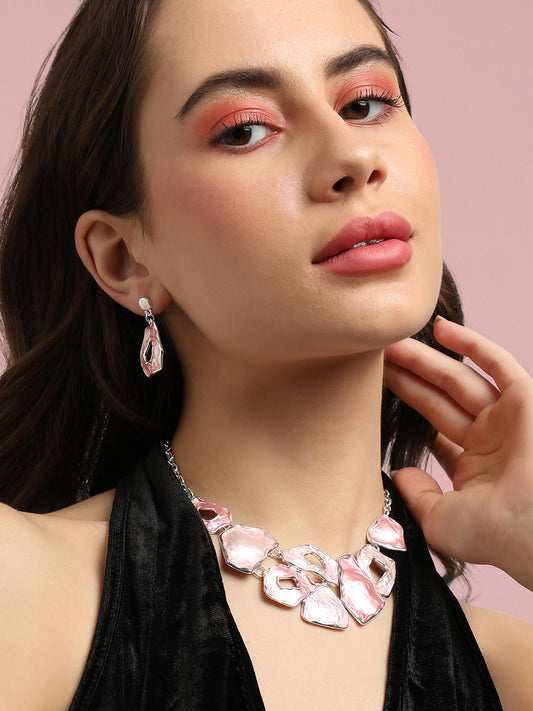Silver-Plated Textured Jewellery Set