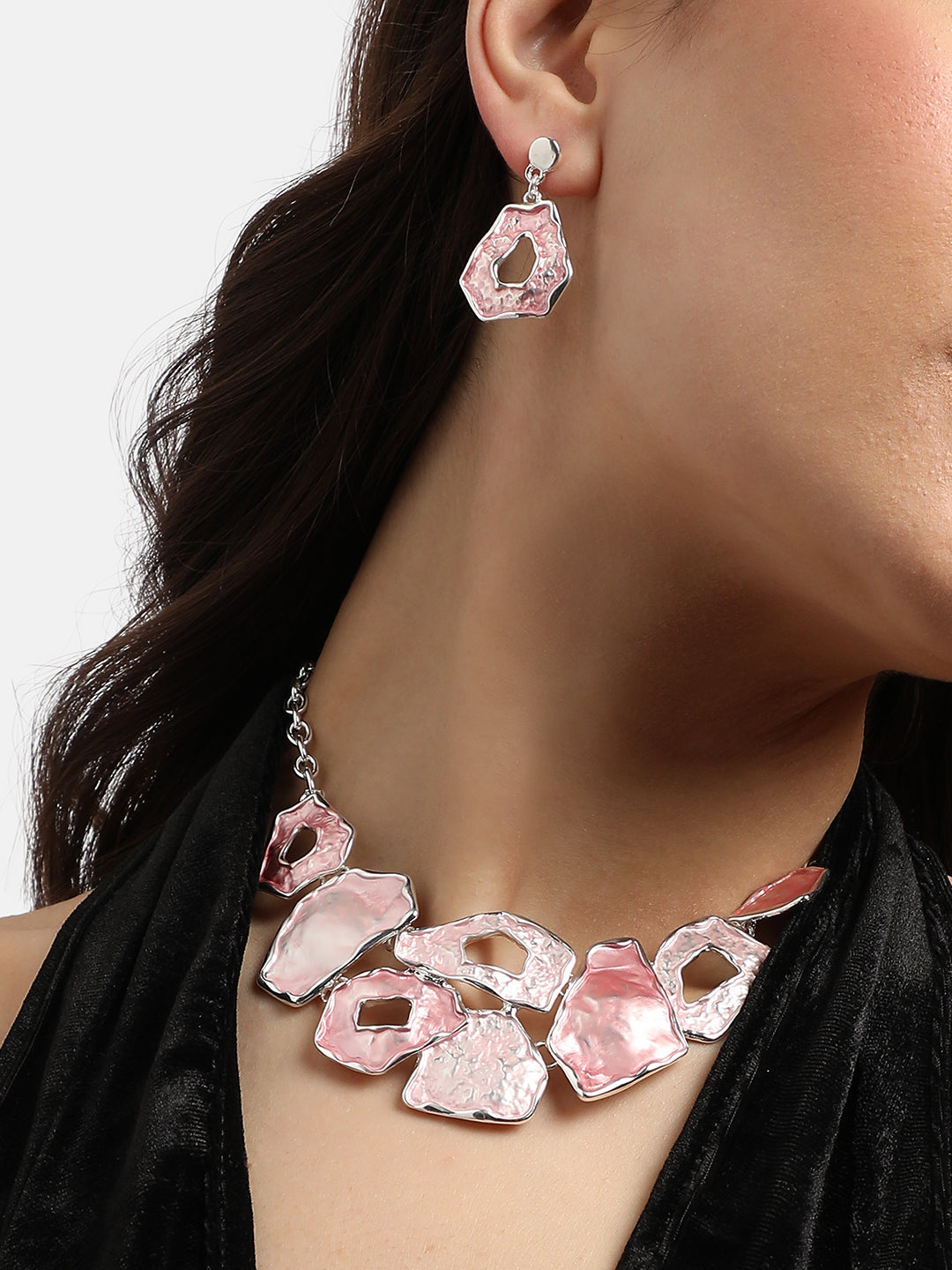Silver-Plated Textured Jewellery Set