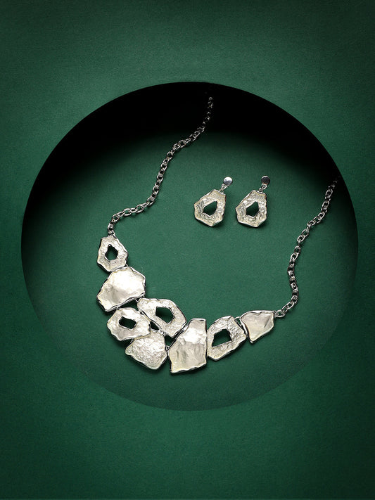 Silver-Plated Textured Jewellery Set