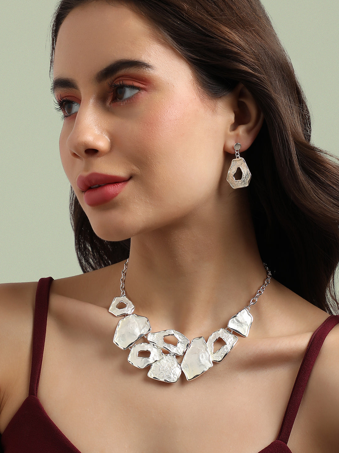 Silver-Plated Textured Jewellery Set