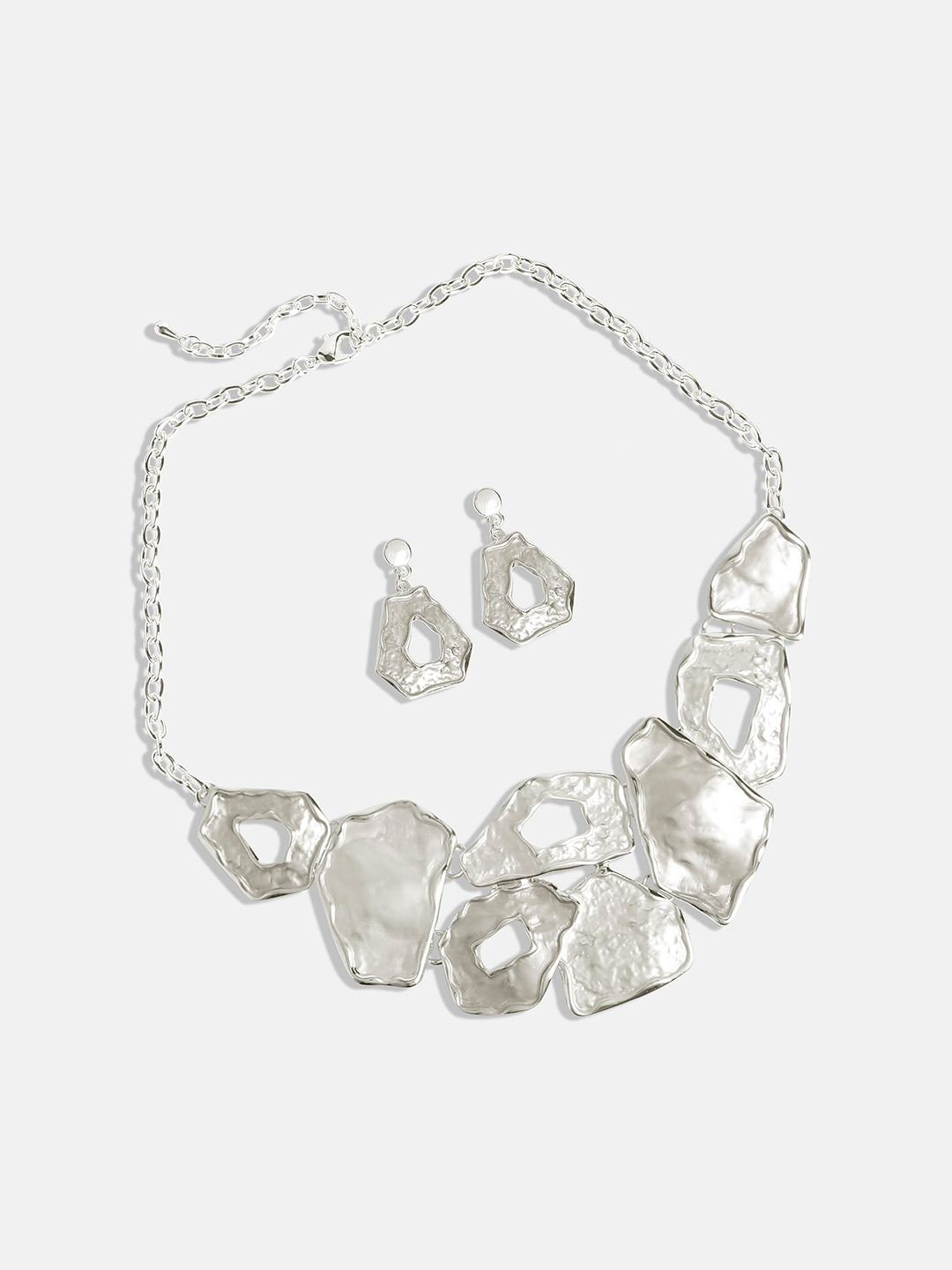 Silver-Plated Textured Jewellery Set