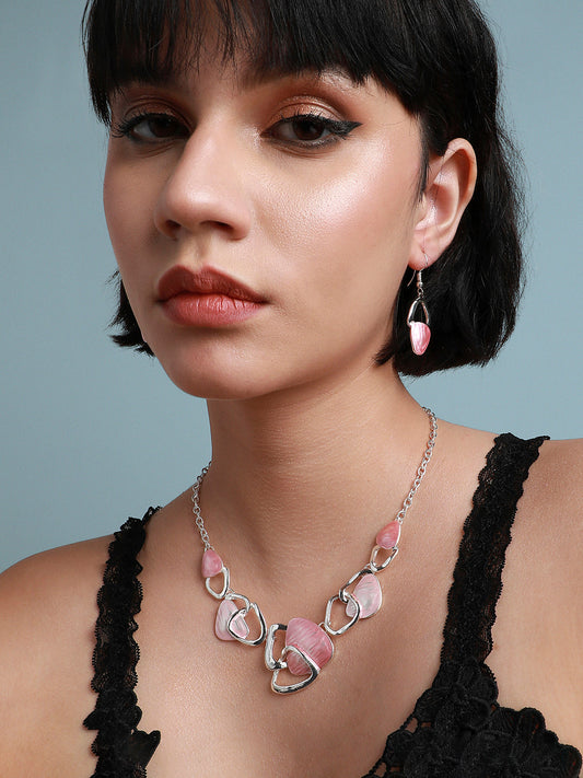 Silver-Plated Abstract Jewellery Set