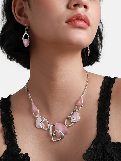 Silver-Plated Abstract Jewellery Set
