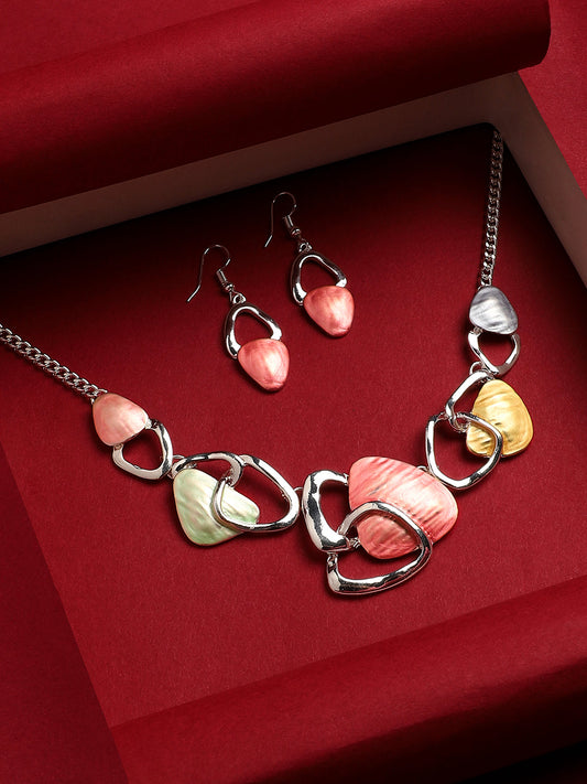 Silver-Plated Abstract Jewellery Set