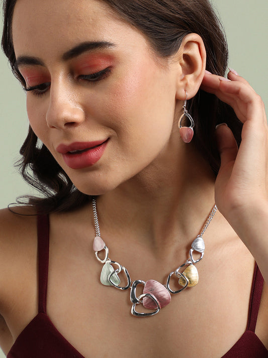 Silver-Plated Abstract Jewellery Set