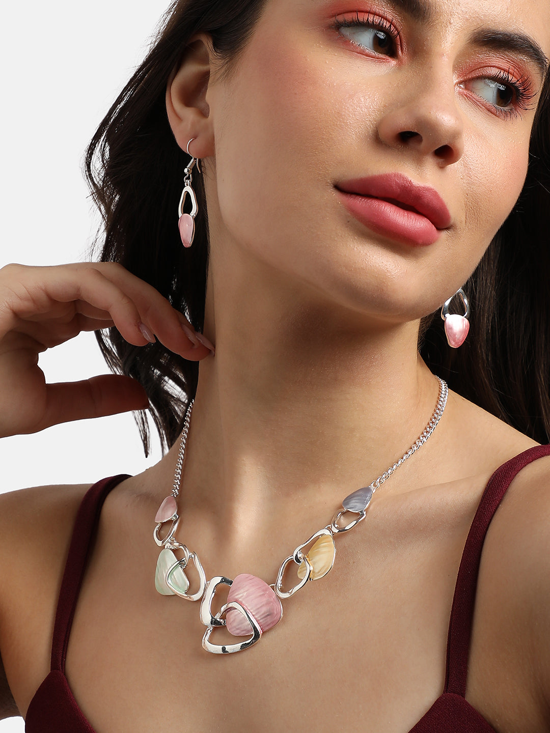 Silver-Plated Abstract Jewellery Set