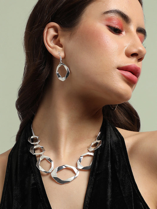 Silver-Plated Twisted Jewellery Set