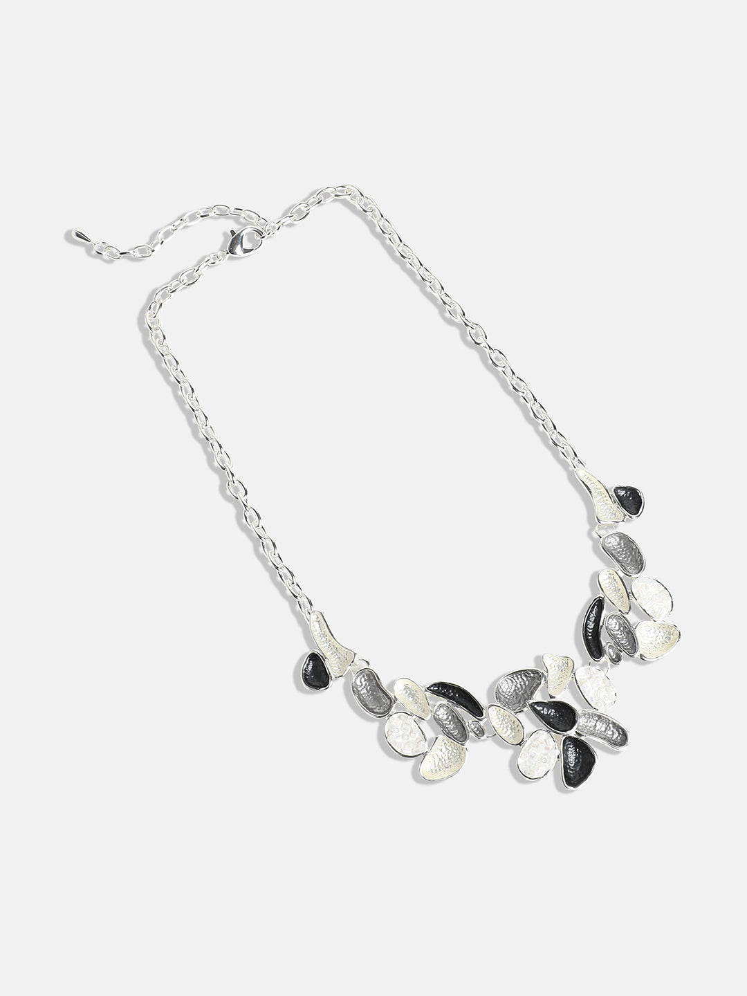Silver-Plated Dented Abstract Jewellery Set