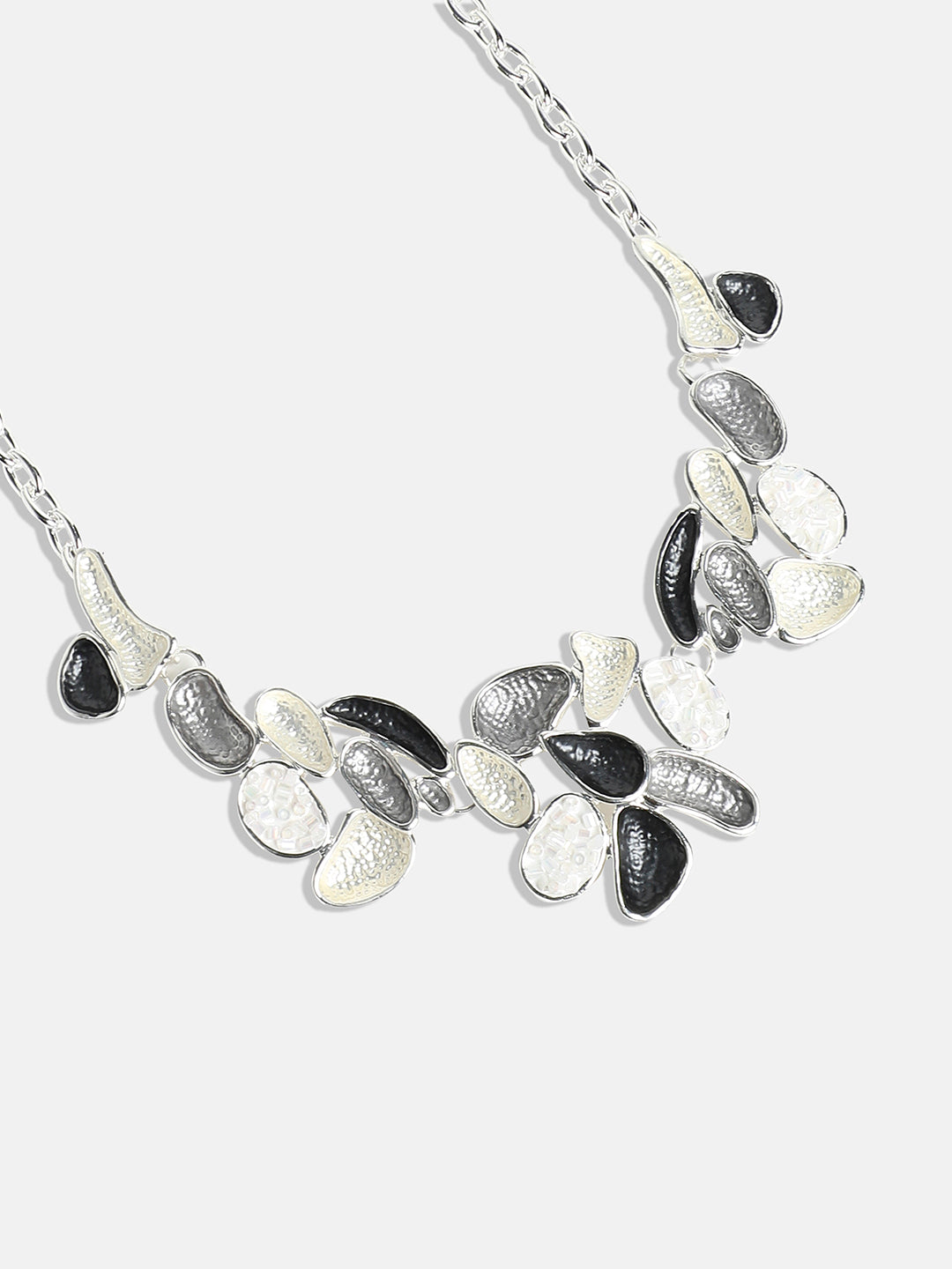 Silver-Plated Dented Abstract Jewellery Set