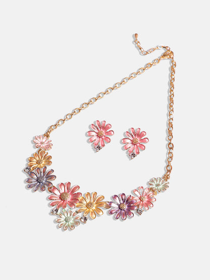 Gold-Plated Pastel Floral Jewellery Set