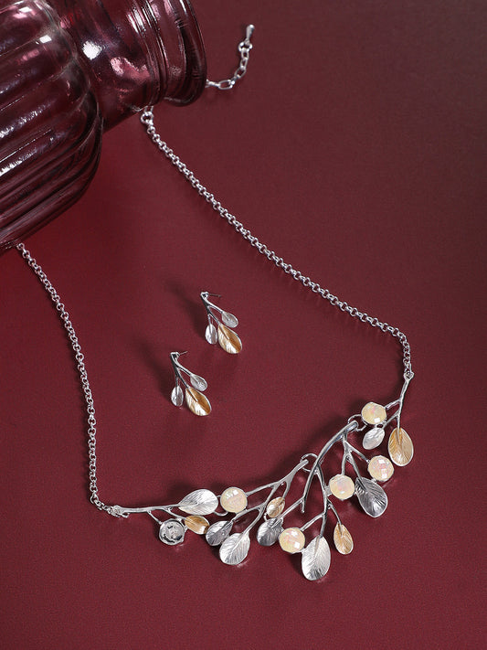 Silver-Plated Foliage Jewellery Set