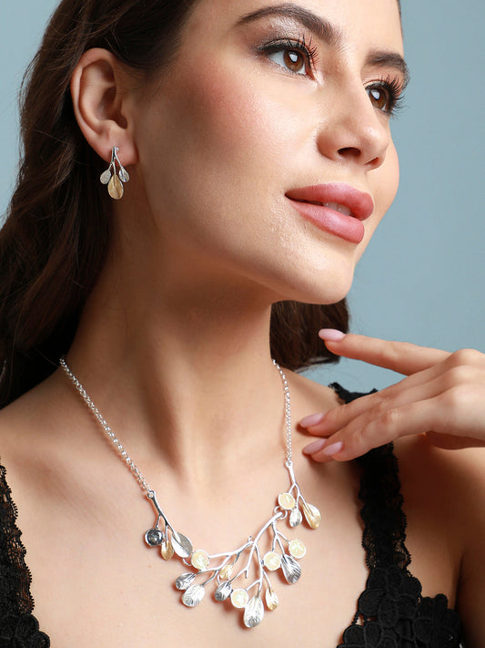 Silver-Plated Foliage Jewellery Set