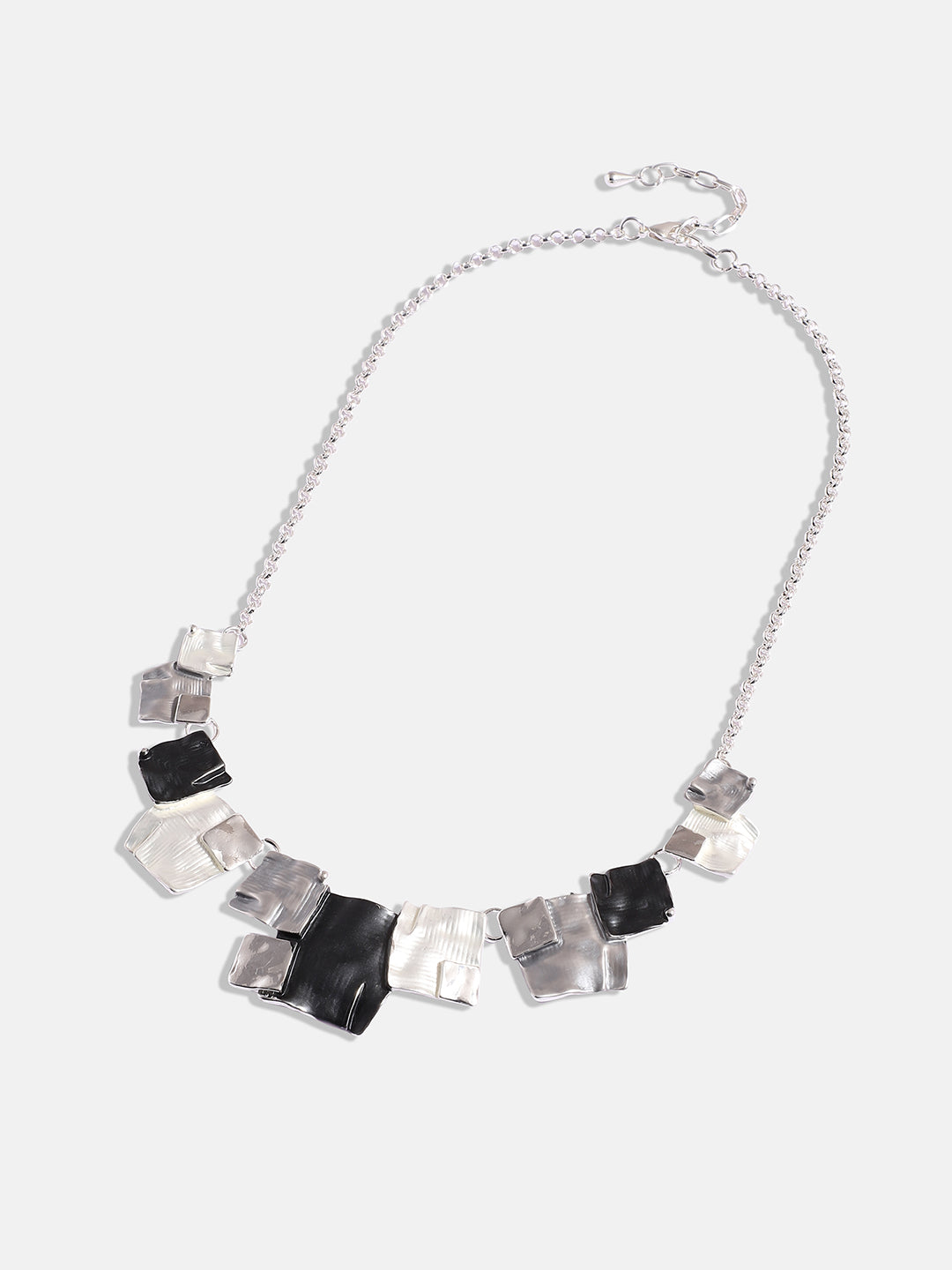 Silver-Plated Textured Square Jewellery Set