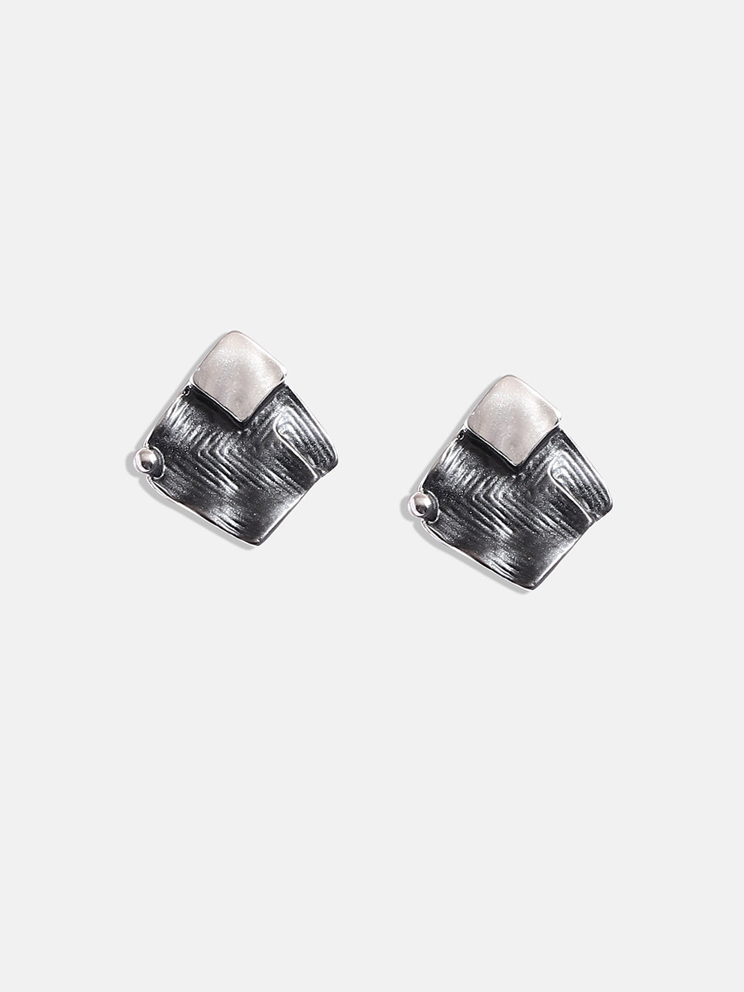 Silver-Plated Textured Square Jewellery Set
