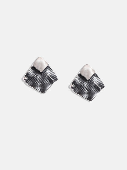 Silver-Plated Textured Square Jewellery Set